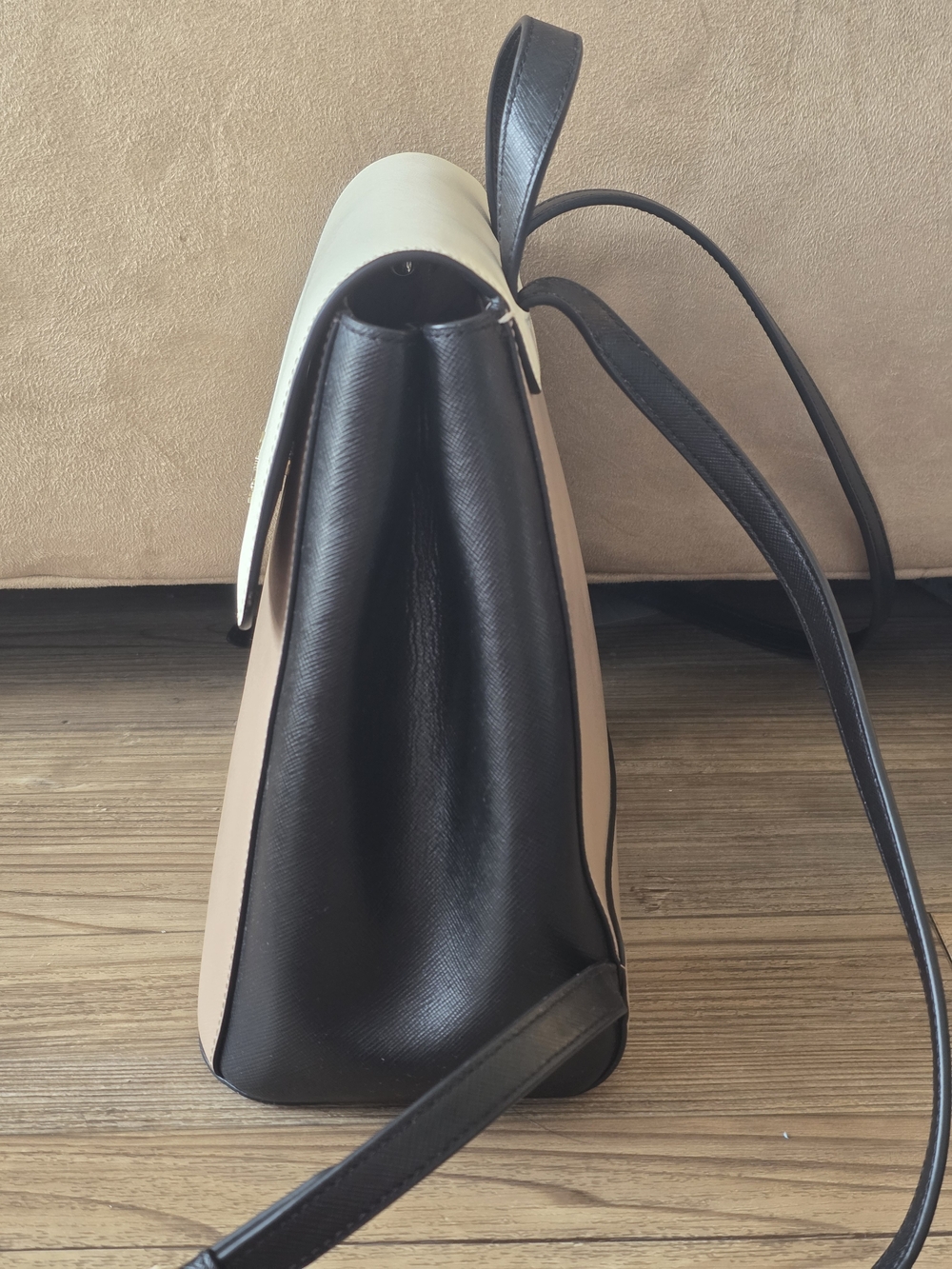 Kate Spade Two-Tone Cream & Taupe Leather Backpack - Picture 5 of 9